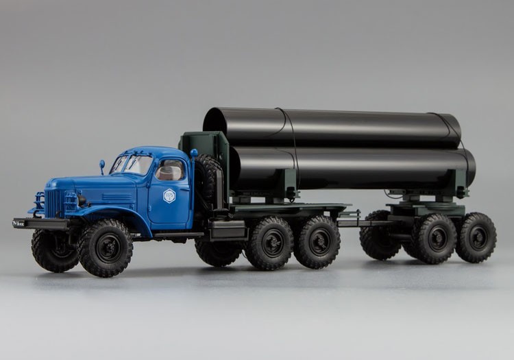 ЗИЛ-157К/ТВ-5 тягач с роспуском для перевозки труб большого диаметра (синяя кабина) 115704