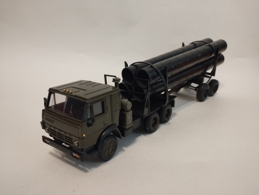 Камский грузовик-5410 с 2х-осным прицепом-роспуском (с трубами) (конверсия) convE5410-trub2