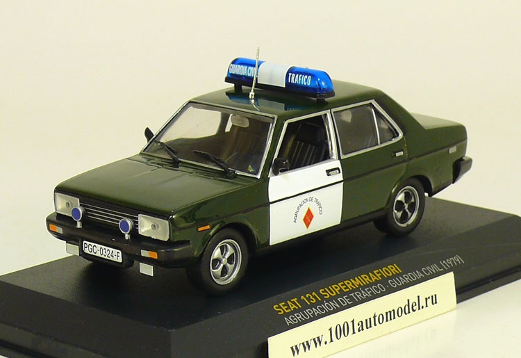 Seat 131 Supermirafiori Agrupacion De Trafico Guardia Civil 1979 Производитель: Atlas
Артикул: POL02
Масштаб: 1:43
Материал: металл
упаковка - блистер