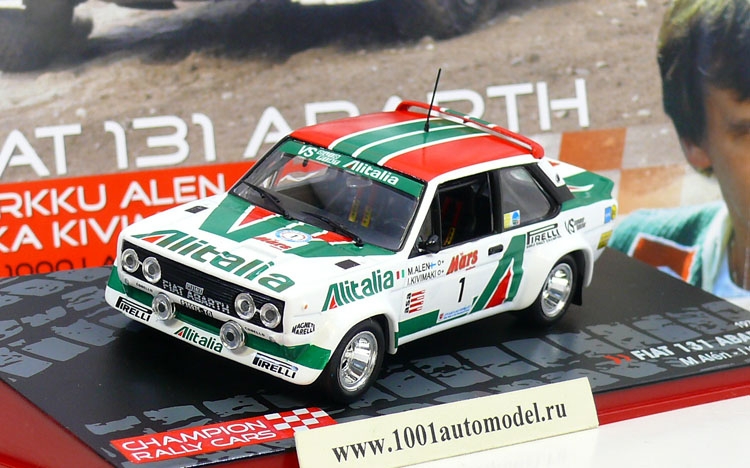 Fiat 131 Abarth M.Alen - I.Kivimaki 1979 1000 Lakes Rally Производитель: IXO 
Масштаб: 1:43 
Артикул: CRC08 
Материал: металл 
Комментарии: модель+журнал