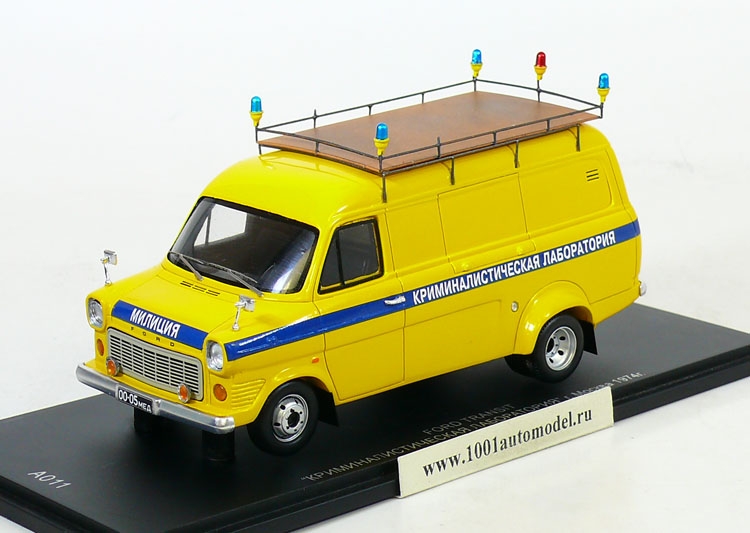 Ford Transit &quot;Криминалистическая Лаборатория&quot; г.Москва 1974 Производитель: Spark Масштаб: 1:43 Артикул: A011 Материал: смола серия "Оперативные службы России"