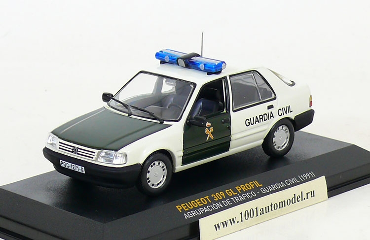 Peugeot 309 GL Profil Agrupacion De Trafico-Guardia Civil 1991 Производитель: Atlas
Артикул: POL10
Масштаб: 1:43
Материал: металл