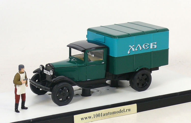 ГАЗ-АА фургон для развоза хлеба Производитель: TruckTyrДонор: НашАвтопромМасштаб: 1:43Артикул: TT05Материал: металл+пластик